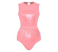 Mujer Unitalla Piernas Altas Catsuit Aspecto Mojado Abierto Mujeres Rosa L