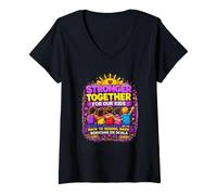 Mujer United For Our Kids Community Comunidades de diseño gráfico Camiseta Cuello V