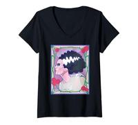Mujer Universal Monsters Bride Rose Frame Decoupage Camiseta Cuello V