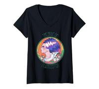 Mujer Universal Monsters Bride Stain Glass Side Profile Camiseta Cuello V