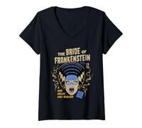 Mujer Universal Monsters Bride Vintage Halloween Mask Camiseta Cuello V