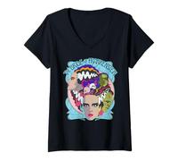 Mujer Universal Monsters Bride Vintage Horror Collage Camiseta Cuello V