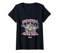 Mujer Universal Monsters Classic Monsters Group Portrait Camiseta Cuello V