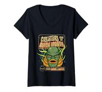 Mujer Universal Monsters Creature Retro Halloween Mask Camiseta Cuello V