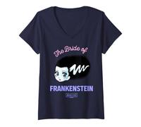 Mujer Universal Monsters Cute Anime Bride of Frankenstein Camiseta Cuello V
