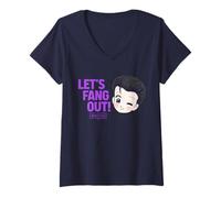 Mujer Universal Monsters Cute Anime Dracula Let’s Fang out! Camiseta Cuello V