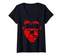 Mujer Universal Monsters Frankenstein Bold Icon Front & Back Camiseta Cuello V