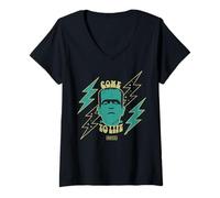 Mujer Universal Monsters Frankenstein Come To Life Retro Camiseta Cuello V