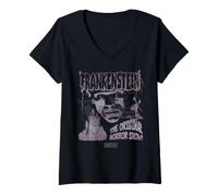 Mujer Universal Monsters Frankenstein Original Horror Show Camiseta Cuello V
