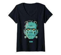 Mujer Universal Monsters Frankenstein Vintage Portrait Camiseta Cuello V