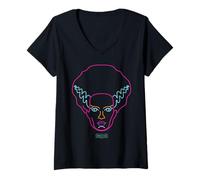 Mujer Universal Monsters Neon Bride of Frankenstein Portrait Camiseta Cuello V