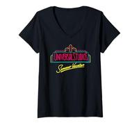 Mujer Universal Studios Summer Vacation Neon Logo Camiseta Cuello V