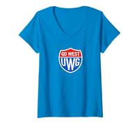 Mujer University of West Georgia UWG Wolves Go West Shield Logo Camiseta Cuello V