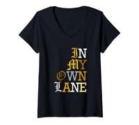 Mujer University Varsity-Gold Color In My Own Lane Yellow Camiseta Cuello V