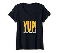 Mujer University Varsity-Gold YUP! Eso es lo Que Pasa Amarillo Camiseta Cuello V