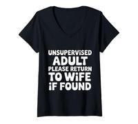 Mujer Unsupervised Adult Please Return To Wife If Found - Camiseta Cuello V