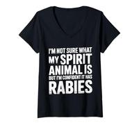 Mujer Unsure of Spirit Animal But Bet It Has Rabies - Camiseta Cuello V