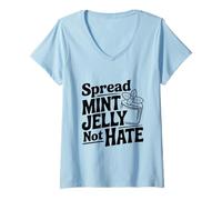 Mujer Untar gelatina de Menta no Odio Camiseta Cuello V