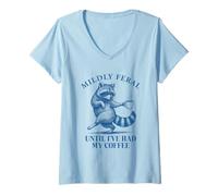 Mujer Until I've Have My Coffee Vintage Funny Raccoon Retro 90s Camiseta Cuello V