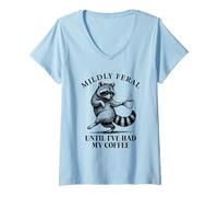 Mujer Until I've Have My Coffee Vintage Funny Raccoon Retro 90s Gag Camiseta Cuello V