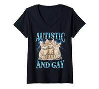 Mujer Unwearable Cringe Autistic and Gay Funny Camiseta Cuello V
