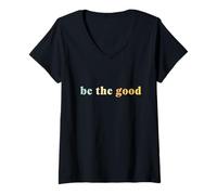 Mujer Uplifting Be The Good Retro Envejecido Colorido Vintage Camiseta Cuello V