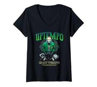Mujer Uptempo es mi Tempo Hardcore Festival Rave Frenchcore Techno Camiseta Cuello V