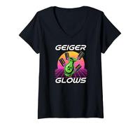 Mujer Uranium Glass Geiger Glows Radium Vaseline Collecting Camiseta Cuello V