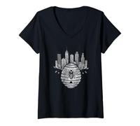 Mujer Urban Beekeeping Ciudad Apicultor Colmena Horizonte Abeja Camiseta Cuello V