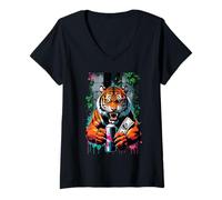 Mujer Urban Streetwear Tigre Amantes de los Animales Camiseta Cuello V