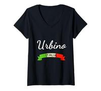 Mujer Urbino Italia Bandera Italia Souvenir Regalo a Juego Italiano Camiseta Cuello V