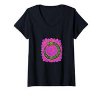 Mujer Uroboros Eterno Ciclo Serpiente Símbolo Tiempo Místico Camiseta Cuello V