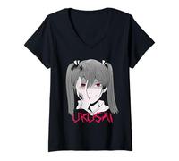 Mujer Urusai japonés Anime Girl - Estética Japonesa Camiseta Cuello V