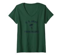Mujer US Army Paracaidistas Paracaidista WW2 Vintage PT Camiseta Camiseta Cuello V