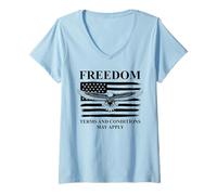 Mujer US Freedom Terms & Conditions May Apply American Flag Eagle Camiseta Cuello V