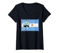 Mujer US World Football 26 Argentina Champion Team Fun Flag Ganador Camiseta Cuello V