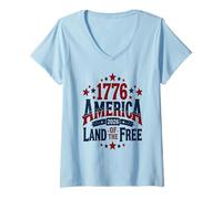 Mujer USA 250 Aniversario Celebra La Tierra De Los Libres 1776 Camiseta Cuello V