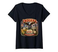 Mujer USA 250th Anniversary Indiana Pride Camiseta Cuello V