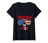 Mujer USA American Sunglass Christmas in July Camiseta Cuello V