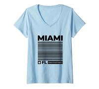 Mujer USA Camisetas de Miami Florida, gráfico Colorido de Miami Sunrise Camiseta Cuello V