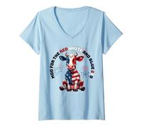 Mujer USA Cow Art Estados Unidos Semiquincentenario 250 Camiseta Cuello V