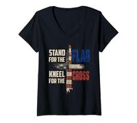 Mujer USA Flag Religious Quote 4th of July Christian Faith Camiseta Cuello V