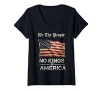 Mujer USA Flag We The People No Kings In America Camiseta Cuello V