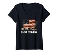 Mujer USA Flag We The People Serve No Kings Camiseta Cuello V