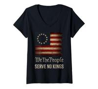 Mujer USA Flag We The People Serve No Kings Camiseta Cuello V