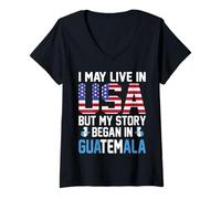 Mujer USA Guatemala Roots My Heart Belongs to Guatemala Camisa Camiseta Cuello V