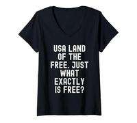 Mujer USA Land of The Free Justo lo Que es exactamente la sabiduría Libre Camiseta Cuello V