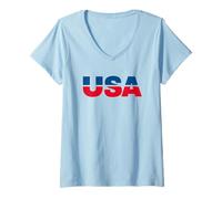 Mujer USA Vintage American Pride Retro Throwback Patriotic Camiseta Cuello V