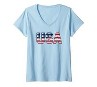 Mujer USA Vintage American Pride Retro Throwback Patriotic Camiseta Cuello V