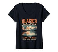 Mujer USA Wilderness Glacier Park Adventure Senderista Camiseta Cuello V